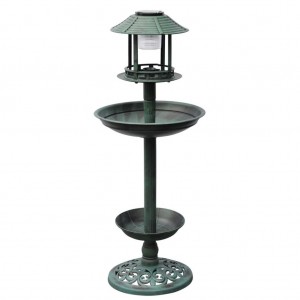 Banheira/alimentador para pássaros com iluminação solar D