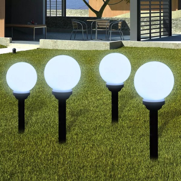 Lámpara solar de bola LED de jardín 15 cm pica de tierra 4 uds D