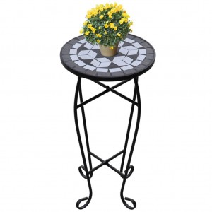 Mesa auxiliar para plantas mosaico negro y blanco D