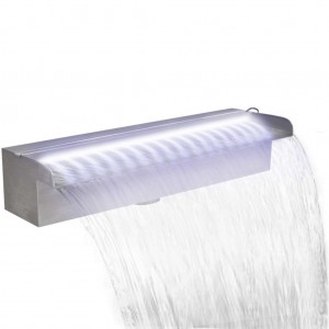 Fonte cascata LED rectangular piscina de aço inoxidável 45 cm D
