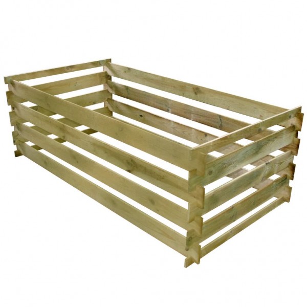 Compostador de tablas de madera de pino impregnada 180x90x90 cm D