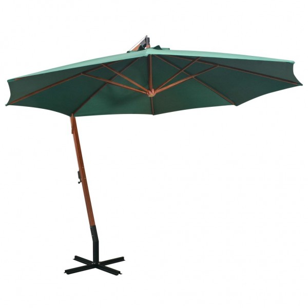 Um guarda-chuva pendente 350 cm com pau de madeira verde D