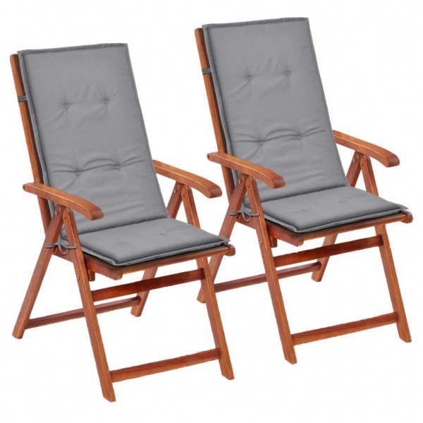 Cojín silla de jardín respaldo alto 2 uds tela gris 120x50x3 cm D