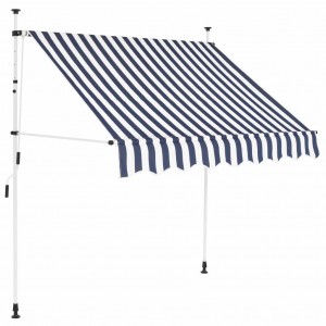 Toldo manual retráctil 150 cm azul y blanco a rayas D