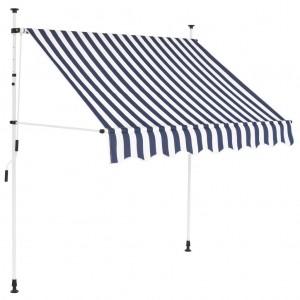 Toldo manual retráctil 200 cm azul y blanco a rayas D