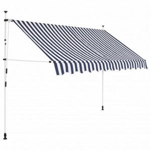 Toldo manual retrátil azul e branco de 250 cm D