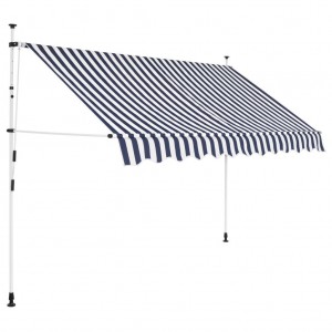 Toldo manual retrátil azul e branco de 300 cm D