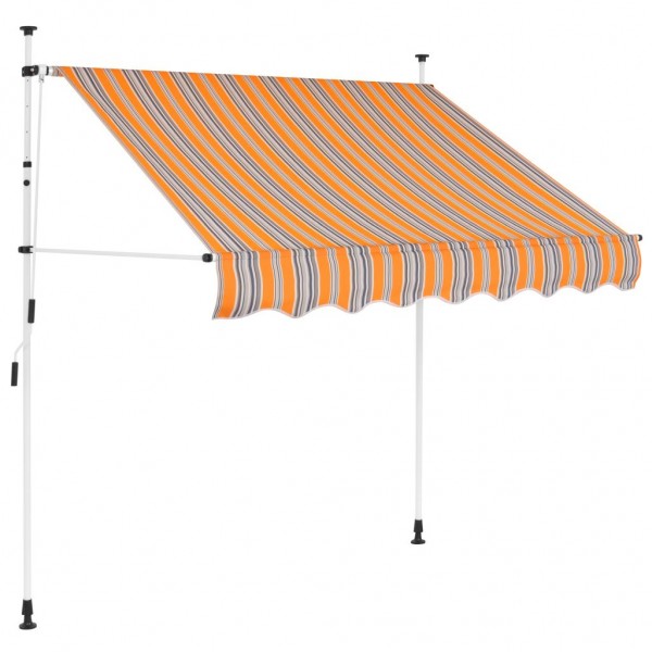 Toldo manual retráctil 200 cm amarillo y azul rayas D