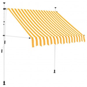 Toldo manual retrátil de 200 cm laranja e branco a riscas D