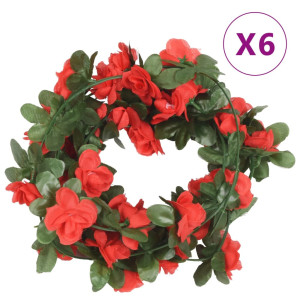 Guirnaldas de flores artificiales 6 uds rojo 250 cm D