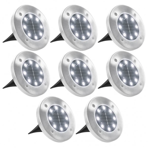 Lâmpadas solares de piso 8 unidades luzes LED brancas D