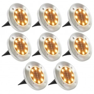 Lámparas solares de suelo 8 unidades luces LED blanco cálido D