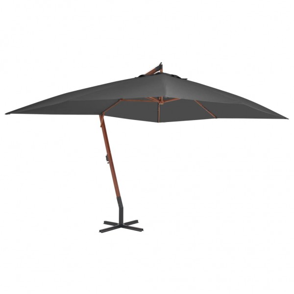 Guarda-chuva lateral com poste de madeira cinza 400x300 cm D