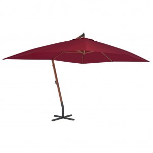Guarda-chuva lateral poste de madeira vermelho 400x300 cm D