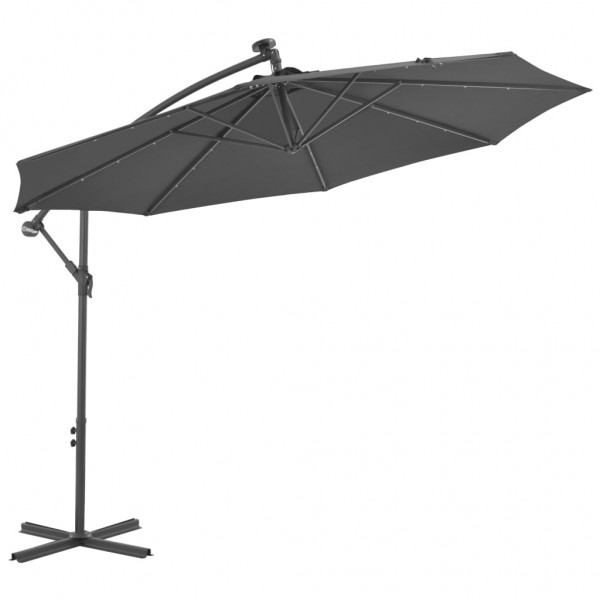 Um guarda-chuva com lâmpadas LED e um poste de aço de 300 cm D