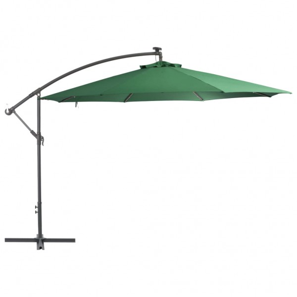 Um guarda-chuva com luzes LED e um poste de metal verde de 350 cm D