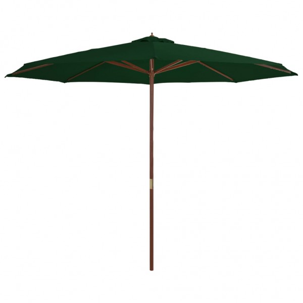 Um guarda-chuva de jardim com um pau de madeira verde de 350 cm D