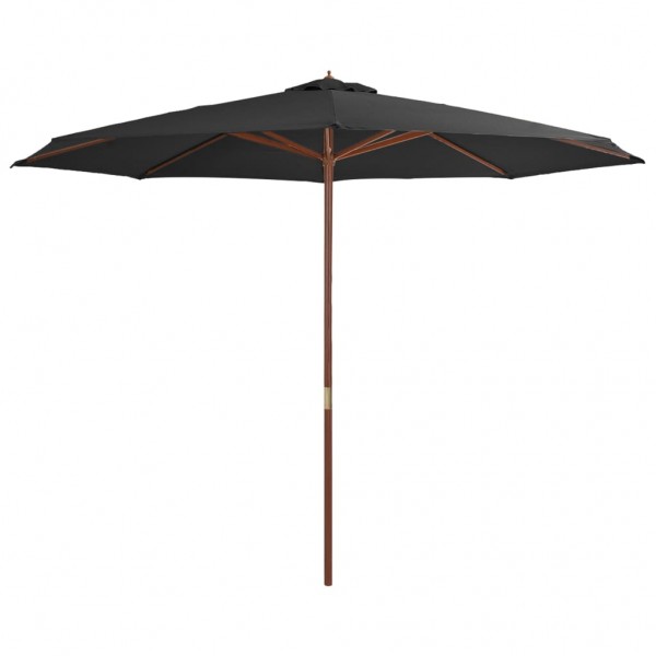 Guarda-chuva de jardim com haste de madeira 350 cm cinza antracite D