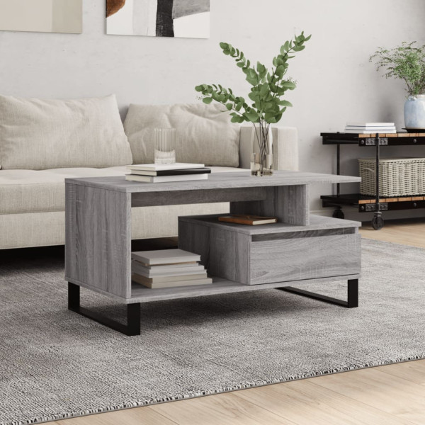 Mesa de centro madera contrachapada gris Sonoma 90x49x45 cm D