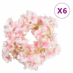 Guirnaldas de flores artificiales 6 uds rosa claro 180 cm D