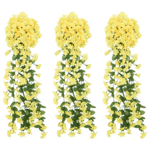 Guirnaldas de flores artificiales 3 uds amarillo 85 cm D