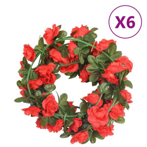 Guirnaldas de flores artificiales 6 uds rojo 240 cm D