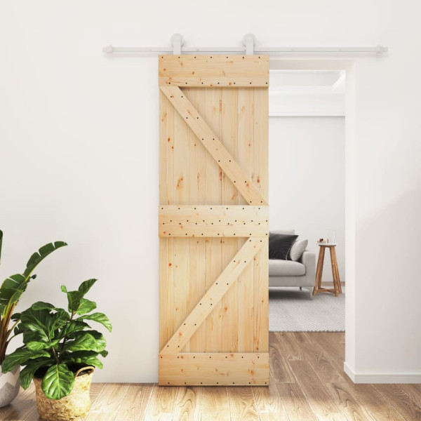 Puerta corredera con herrajes madera maciza de pino 70x210 cm D