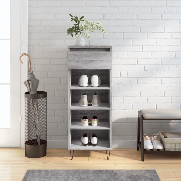 Mueble zapatero madera contrachapada gris Sonoma 40x36x105 cm D