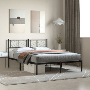 Estructura de cama con cabecero metal negro 135x190 cm D