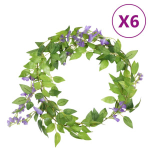 Guirnaldas de flores artificiales 6 uds morado 200 cm D