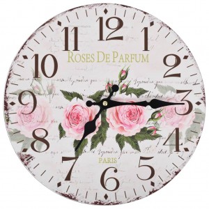 Relógio de parede vintage com flores 30 cm D