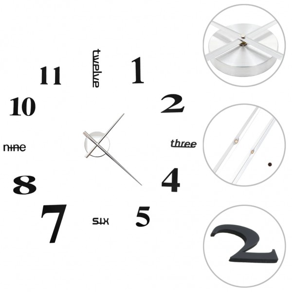 Relógio de parede 3D de design moderno 100 cm XXL preto D