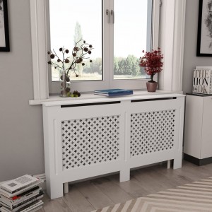 Cobertura para radiador de MDF branco 152x19x81,5 cm D