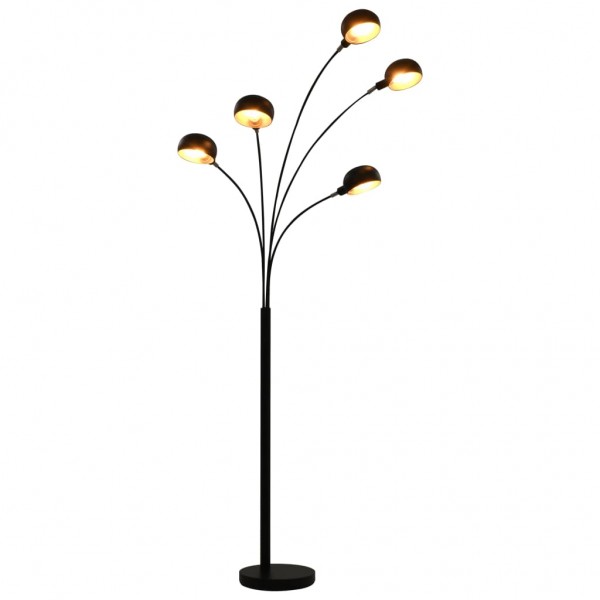 Lámpara de pie negro y dorado 5 x E14 200 cm D