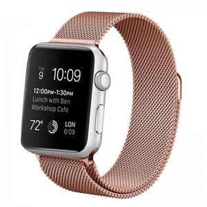 Cintura COOL para Apple Série 1 / 2 / 3 / 4 / 5 / 6 / 7 / 8 / 9 / SE (42 / 44 / 45 mm) Metal Rose Gold D