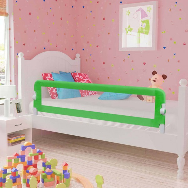 Barandilla de seguridad cama de niño poliéster verde 120x42 cm D