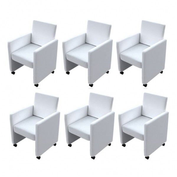 Cadeiras de jantar de couro sintético branco D
