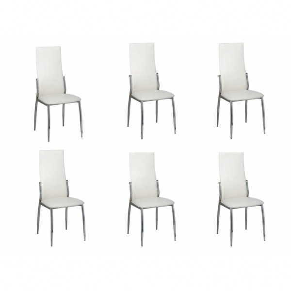 Sillas de comedor 6 unidades cuero sintético blanco D