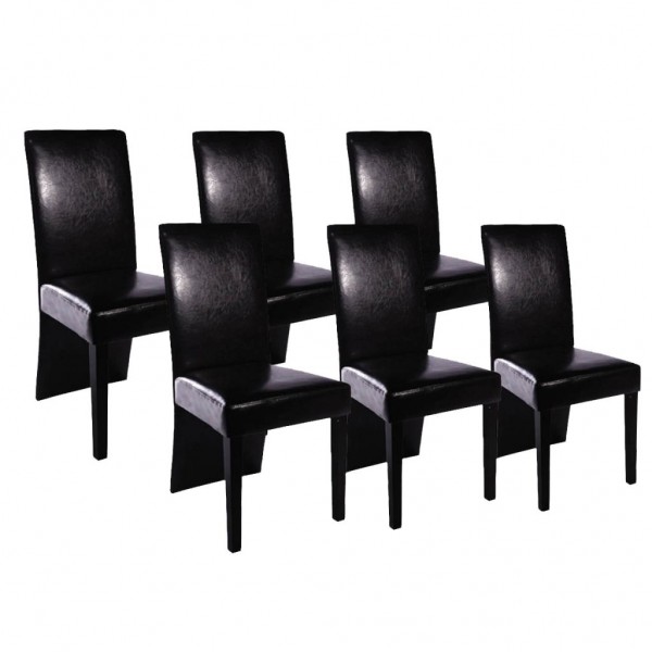 Sillas de comedor 6 unidades cuero artificial negro D