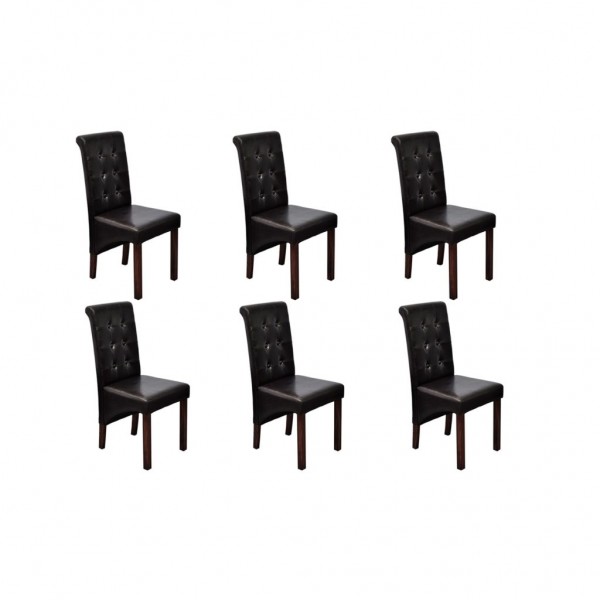 Cadeiras de jantar 6 unidades de couro sintético marrom D