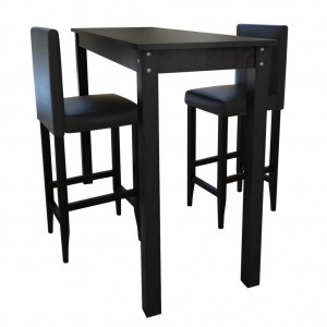 Mesa de bar con 2 sillas de barra negras D