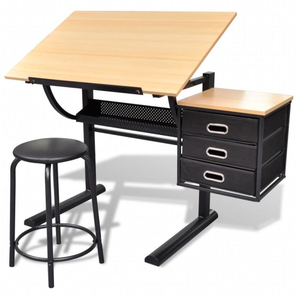 Escritorio inclinable con tablero de dibujo y taburete mesa de dibujo D