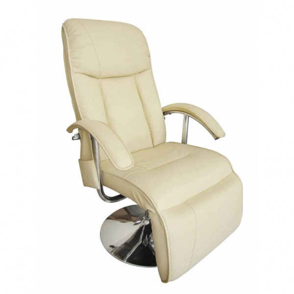 Sillón de masaje de cuero sintético blanco crema D