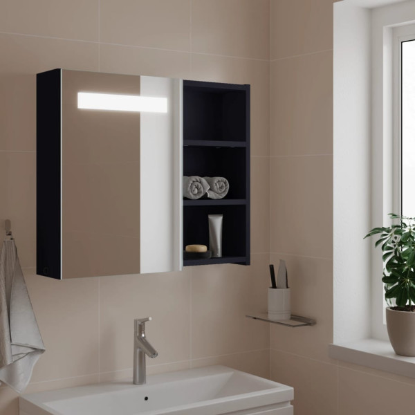 Mueble de baño con espejo y luz LED gris 60x13x52 cm D