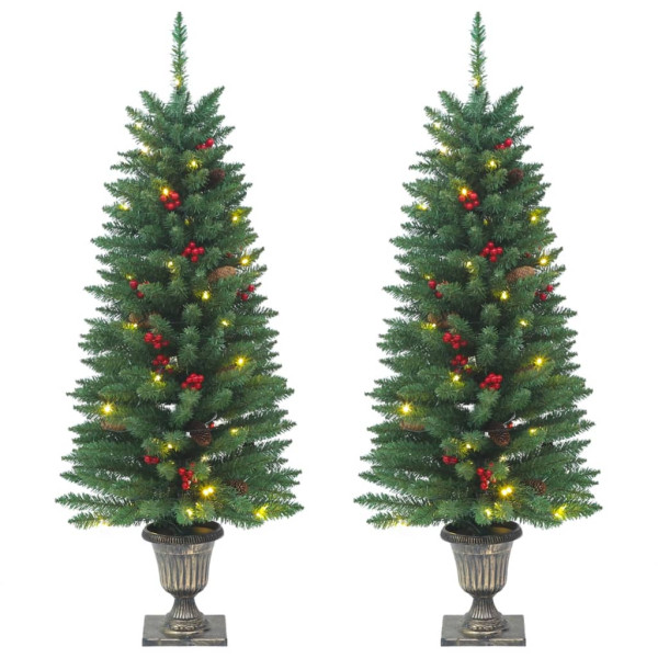 Árvores de Natal artificiais 2 unidades 100 LED verde 120 cm D