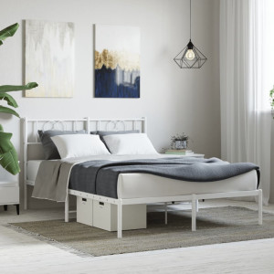 Estructura de cama con cabecero metal blanca 140x200 cm D