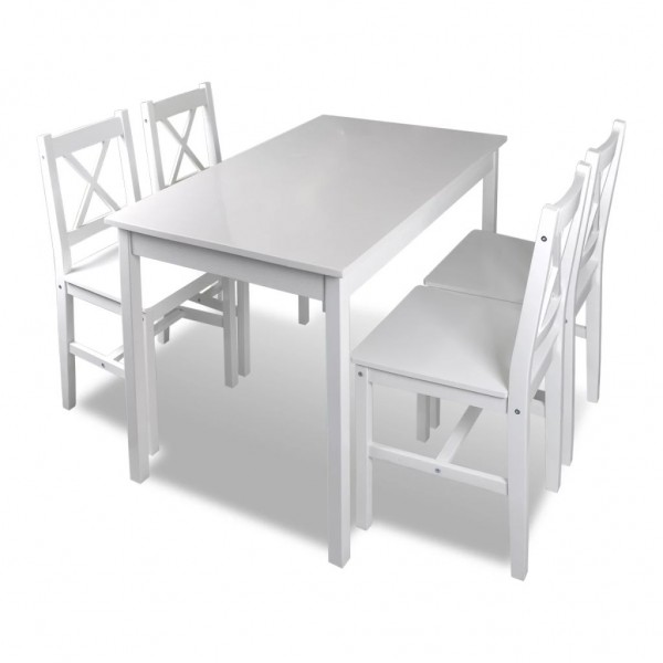 Juego de muebles de comedor 5 piezas blanco D