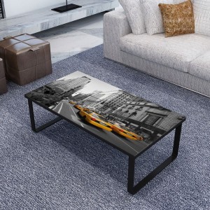 Mesa de centro con tablero de cristal rectangular D