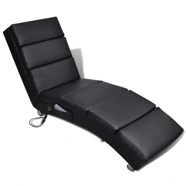 Tumbona de masaje reclinable de cuero sintético negro D