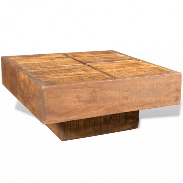 Mesa de centro quadrada de madeira de manga marrom D